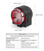 Luz Trasera Inteligente LED A8 para Bicicleta, Inalámbrica, con Alarma Antirrobo, Luces Traseras Rojas Intermitentes Automáticas, Luz Estroboscópica de Seguridad, Alimentada por Batería