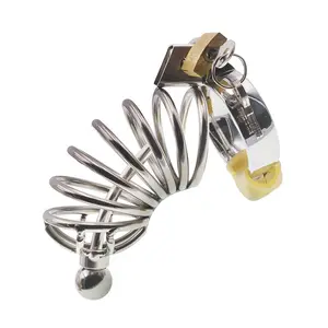 Male Metal Chastity Cages stainless steel penis Devices with Urethral Catheter for men