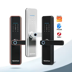 テディトン防水インテリジェントデジタルスマートドアロック指紋cerraduras biometricas de camara chapas cerradura inteligente