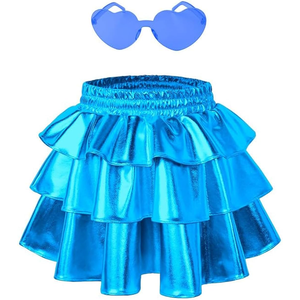 Conjunto de Falda Tutú Brillante <span class=keywords><strong>con</strong></span> Capas para Niñas <span class=keywords><strong>con</strong></span> Lentes de Corazón, Disfraz Brillante para Fiestas, Cumpleaños, Halloween, Disfraces - Product Image 2