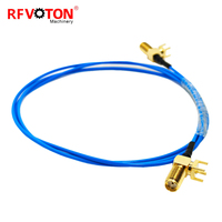 Kabel Koaksial SMA Female PCB Sudut Kanan ke SMA Female PCB RG402 Berkualitas Tinggi Presisi, Perakitan Kabel DC-18GHz VSWR Rendah