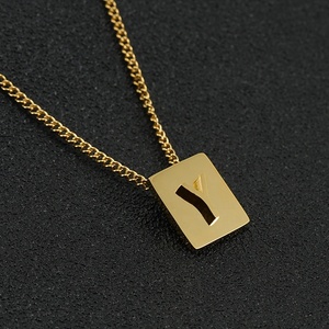 Collar con Colgante de Nombre Personalizado, Cadena Geométrica de Latón, Chapado en Oro, Letra Inicial Moderna, Unisex, para Fiesta - Product Image 2