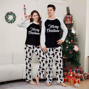 Conjunto de Pijamas de Poliéster para o Natal com Estampa de Urso Polar Preto e Branco, Estilo Europeu e Americano, Para Pais e Filhos - Product Image 3
