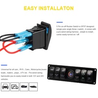 Panneau de commutation à bouton-poussoir en aluminium 6 gangs pour bateau Marine 12V double USB voltmètre panneau de commande RV pour interrupteurs à bascule de camion de voiture