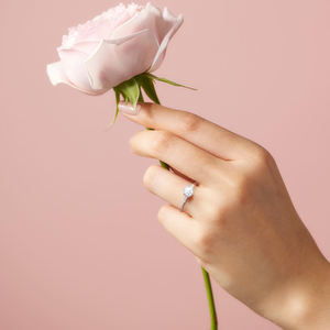 Moissanite 0.5CT 0.3CT 5 taşlar Lab oluşturulan VVS1 GRA 14K beyaz altın kaplama S925 gümüş söz kadın nişan yüzüğü - Product Image 4