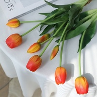 Bouquet de 5 fleurs artificielles en PVC souple en forme de tulipe pour mariage, décoration intérieure, e-commerce transfrontalier