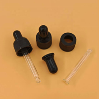 Pipette compte-gouttes en verre transparent avec bouchon à vis noir côtelé et bulbe 13mm 18mm 20mm 22mm 24mm pour l'emballage de bouteilles d'huile