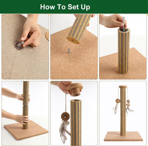 Tiang Garukan Kucing LEECORK Premium, Tiang Garukan Gabus dengan Bulu Imitasi 21 inci untuk Anak Kucing - Product Image 5