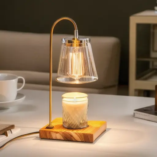 Dimmable Candle Warmer Lamp Electric Light Heat Melting Wax Candle Holder Wood Base Electric Scented Candle Warmer