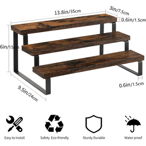 Organizador de escritorio de 2 niveles, estante de almacenamiento de oficina, estante de exhibición de madera para regalos de cumpleaños, juguetes y decoración del hogar - Product Image 3