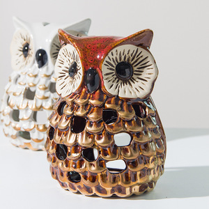 Chandelier en céramique hibou évider aromathérapie poêle hôtel maison <span class=keywords><strong>d</strong></span>'hôtes <span class=keywords><strong>d</strong></span>écorations créatives pot à bougie en céramique - Product Image 1