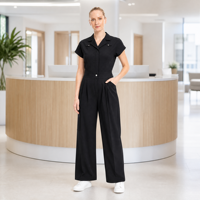 Combinaison médicale une pièce à taille élastique, multi-poches, uniforme d'infirmière pour clinique et spa