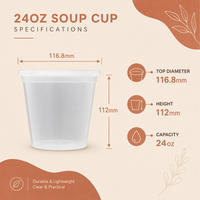 Gobelet à soupe jetable certifié sûr de 24 oz en PP de qualité alimentaire avec couvercle scellé, boîte à lunch bento, récipient de stockage pour traiteur, Teguan