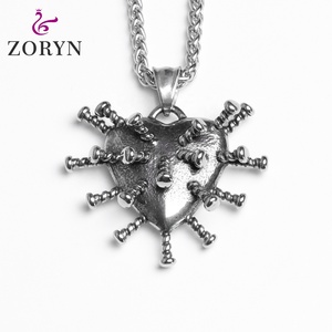 Colliers pendentifs vintage en acier inoxydable avec croix, étanches, avec gemme rouge, style gothique punk, en acier titane, bijoux de mode pour hommes - Product Image 4
