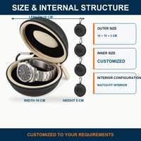 Coffret Cadeau Bijoux Montre Homme avec Boîte, Étui de Montre Simple en EVA en Forme de Donut, Boîte de Rangement et Présentation Protectrice, Emballage Personnalisé avec Logo OEM