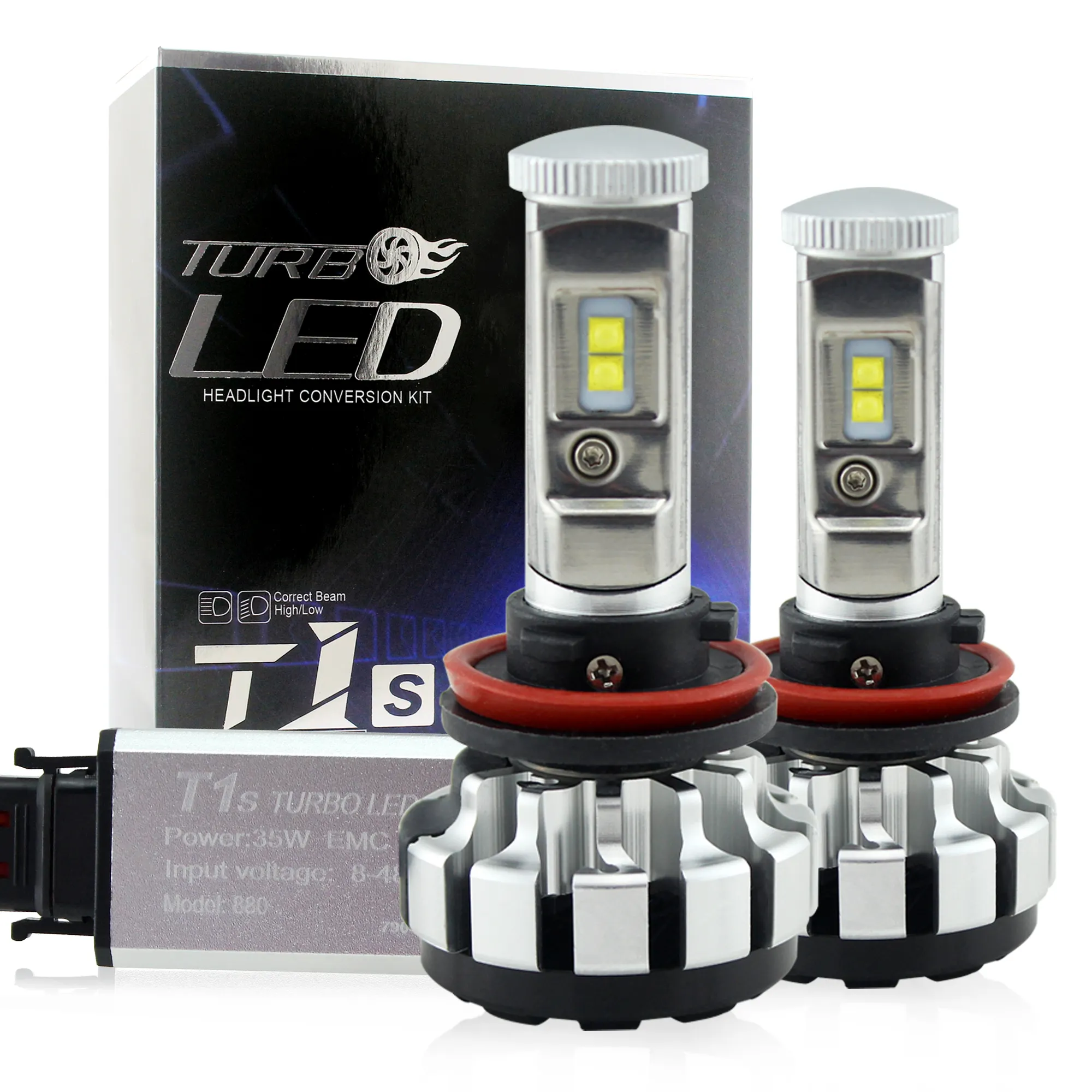 T1s canbus led phares h1 h3 h7 h13 9005 9006 880 881 Led phare Turbo LED 80w puissance 8000lumen lumineux phare pour voiture