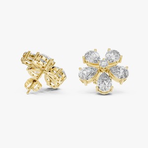 Boucles d'oreilles clous halo en diamant rond les plus vendues avec finition étincelante, parfaites pour les soirées et les occasions formelles, disponibles au meilleur prix - Product Image 6