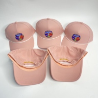 Casquette de baseball personnalisée à 5 panneaux en caoutchouc PVC avec logo, casquette de camionneur imperméable avec trous découpés au laser, perforée, pour le golf