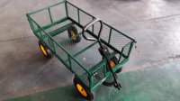 Côtés de chariot pliants 4 roues en acier utilitaire extérieur chariot à outils chariot de jardin chariot à mailles