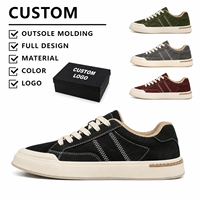 Tênis Casuais Masculinos com Cabedal em Microfibra, Solado Grosso, Lace Up, Calçados para Skate e Caminhada