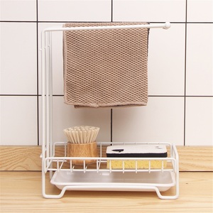 Kitchen Multifunctional Standing Type Double Tier Modern Stainless Steel Towel <b>Sponge</b> Rag Storage Drain Rack - Product Image 3
