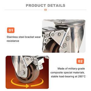 280 Graus De Alta Temperatura Rodízios 4 Polegada 5 Polegada <span class=keywords><strong>6</strong></span> Polegada 8 Polegada Roda De Rodízio De Aço Inoxidável Giratória - Product Image 2