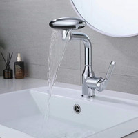 Robinet de lavabo de salle de bain à cascade multifonctionnel avec cartouche en céramique, design tendance, montage sur plan de travail