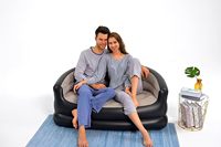 Sofa Lipat Tiup Portabel, Kursi Santai Dua Dudukan Berbahan Flocking dengan Pompa Udara Elektrik