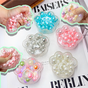 TPR Colorful Cat Paw Crunchy Ball Burst Beads <b>Hand</b> Exercise Toy Anxiety Relief Party Gift for Kids - Product Image 4