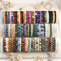 Bracelet extensible en perles rondes de pierres précieuses naturelles mélangées, bracelet en cristal perlé, bracelet de guérison des chakras, bijoux en gros