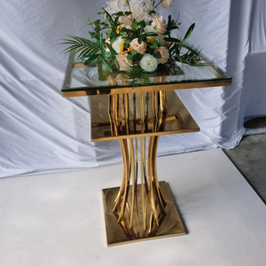 Table <span class=keywords><strong>de</strong></span> bar ronde moderne en acier inoxydable avec plateau en verre miroir pour mariages, hôtels, appartements, événements et salles à manger - Product Image 1