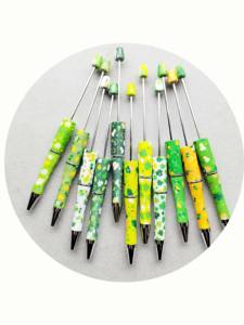 100 Bolígrafos de Plástico con Cuentas, Bolígrafo de Bolas con Cuentas, Manualidades con Trébol Verde, Bolígrafos para Niños, Regalo para Estudiantes y Maestros - Product Image 3