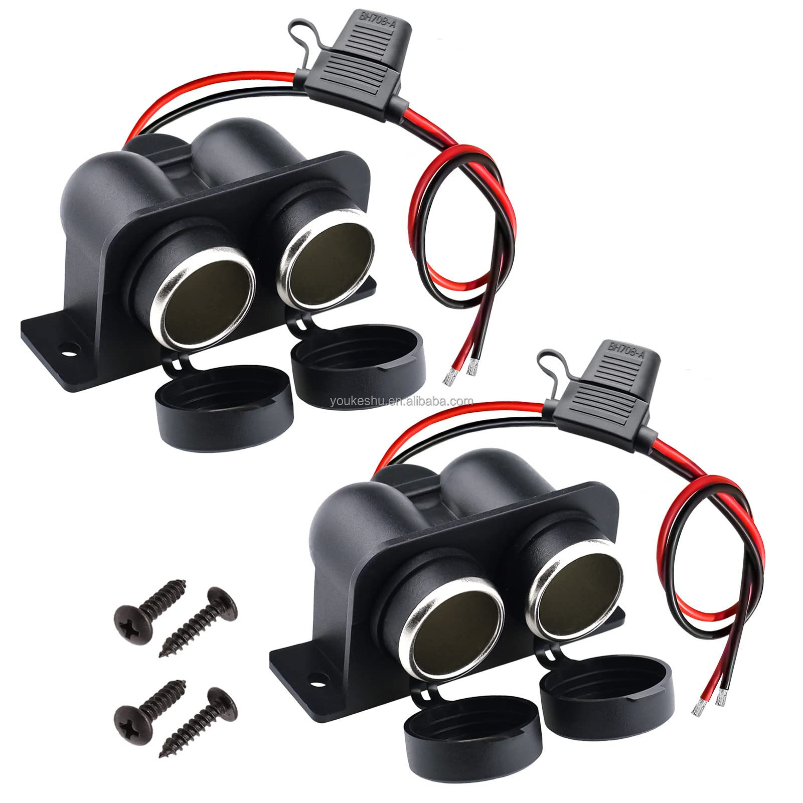 Car Cigarette Lighter Cable Dual Port With Dust Cover Female Socket with Car  Cigarette Lighter Socket with Blade Fuse Holder| Alibaba.com