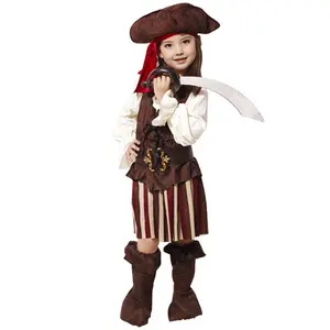 万圣节角色扮演海盗服装带帽儿童嘉年华派对服装角色扮演男孩女孩装扮
