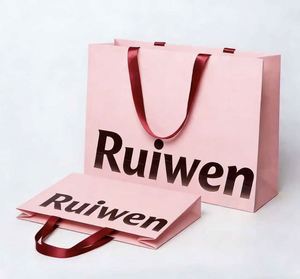 Sac en papier kraft noir et rose personnalisé de luxe, imprimé en couleur, pour vêtements, cadeaux, bijoux, emballage de vente au détail, avec logo - Product Image 6
