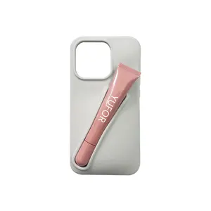 Custom Lip Gloss Make Up Holder Silicone Case Anti Scratch cute Mobile Phone Case For iPhone 15 pro max Unique Fancy Cases