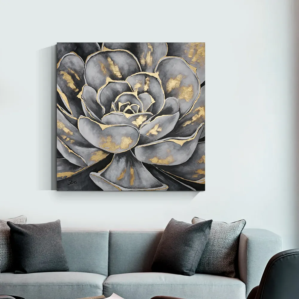 Factory price modern abstract oil canvas handmade flower painting wall art for living room