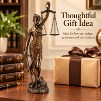 Statue de la Déesse de la Justice en Bronze, Sculpture de Thémis de 14 pouces avec Balances et Épée, Décoration de Bureau d'Avocat et Cadeau Juridique