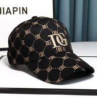 Casquette de baseball vintage à imprimé intégral, broderie de lettres, large bord, en coton, réglable, unisexe, chapeau de soleil, vente en gros