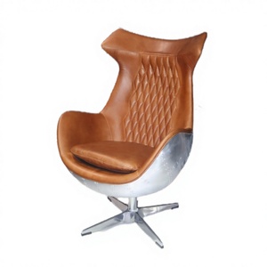 Fauteuil <span class=keywords><strong>de</strong></span> <span class=keywords><strong>bureau</strong></span> exécutif pivotant en cuir véritable martelé à la main, style aviateur rétro, avec dossier en aluminium – Marron vintage pour <span class=keywords><strong>bureau</strong></span> à domicile - Product Image 3