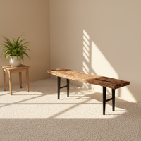 Table basse en bois massif de forme irrégulière de style Wabi Sabi Zen, design minimaliste moderne, fabrication artisanale, meubles écologiques portables