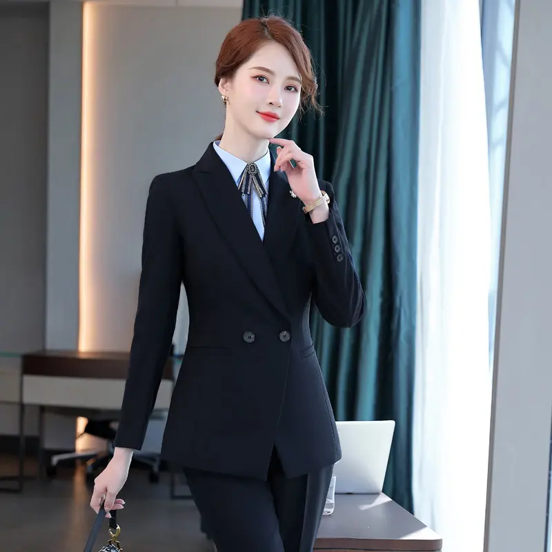 שחור קלאסי חדש אופנה נשים עסקי לנשים Slim פורמליות גבירותיי משרד חצאית חליפת חליפת עסקי גברת משרד