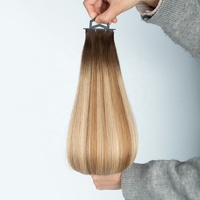 Extensions de cheveux naturels Genius Weft, lisses, blond ombré, trame simple, cheveux Remy, pointes doublement tirées