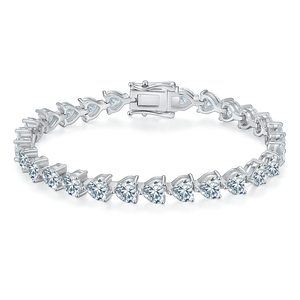 สร้อยข้อมือเทนนิส J&C ผลิตจากเงิน S925 ประดับเพชรทรงหัวใจที่เพาะเลี้ยงในห้องปฏิบัติการ - 0.5 กะรัตต่อเม็ด, สี D, ความใส VVS - Product Image 1