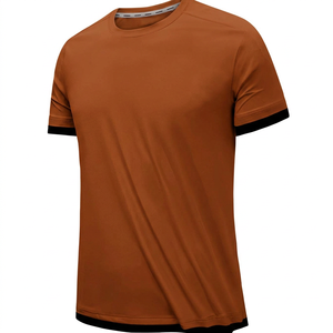 Men's Light Gray Crew Neck Short Sleeve T-Shirt Moisture Wicking Polyester Solid Color Regular Fit All Seasons Apparel - Product Image 4