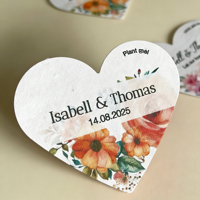 Carte d'invitation de mariage personnalisée en papier grainé de graines de fleurs sauvages, marque privée