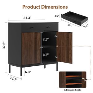 SENYU <b>Wood</b> Modern Buffet <b>Cabinet</b> with Fluted Design Adjustable Shelves Storage <b>for</b> Kitchen and <b>Living</b> <b>Room</b> - Product Image 3