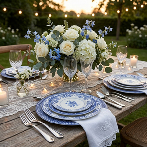 <span class=keywords><strong>Service</strong></span> de <span class=keywords><strong>vaisselle</strong></span> en <span class=keywords><strong>porcelaine</strong></span> bleue et blanche classique, assiettes décoratives à motifs floraux artistiques pour la maison, la cuisine, les mariages et les réceptions. - Product Image 6