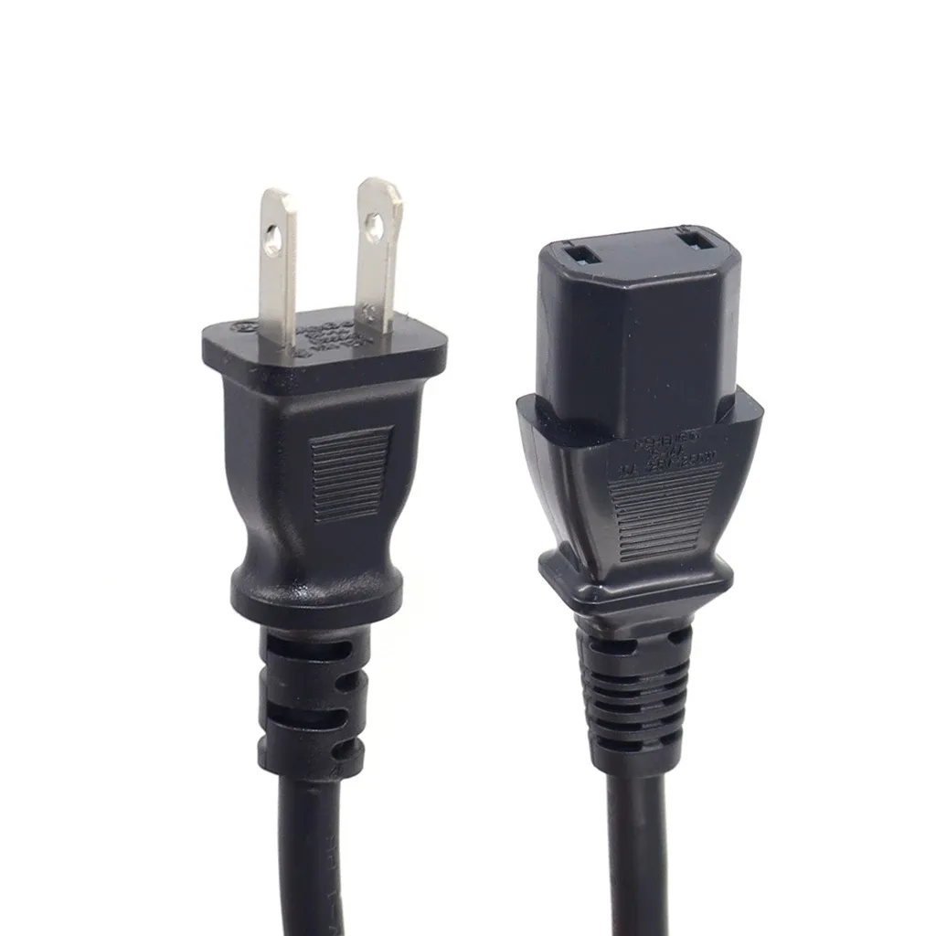 Universal 2-Prong Polarized Male To IEC C17 Female Extension Cord 1.8M Kabel Pengganti Daya untuk Sony PS4 Pro Xbox One Dll.