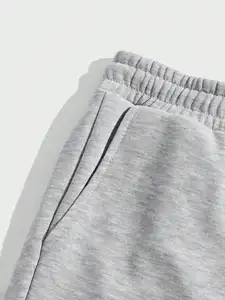 Shorts de cintura com cordão remendado com letras para homens, calças casuais de fábrica